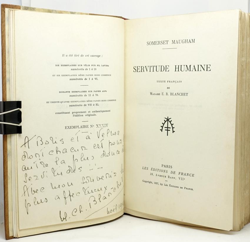 Servitude humaine. Texte franais de Madame E. R. Blanchet