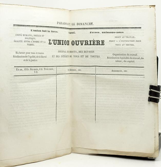 Union Ouvrire. Troisime dition, contenant un chant : La Marseillaise de latelier. Mise en musique par A. Thys